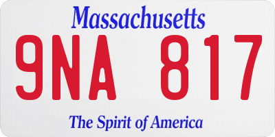 MA license plate 9NA817