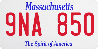 MA license plate 9NA850