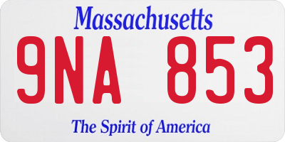 MA license plate 9NA853