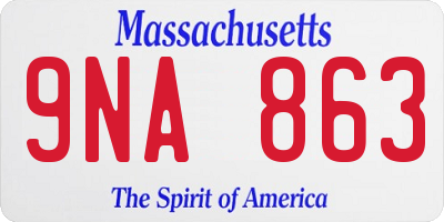 MA license plate 9NA863