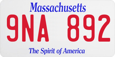 MA license plate 9NA892