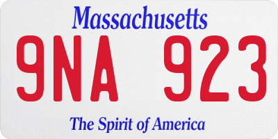 MA license plate 9NA923