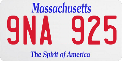 MA license plate 9NA925