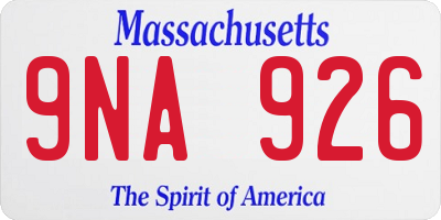 MA license plate 9NA926
