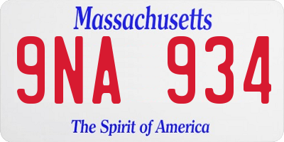 MA license plate 9NA934