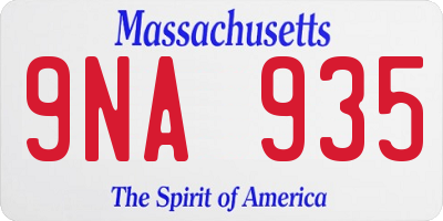 MA license plate 9NA935