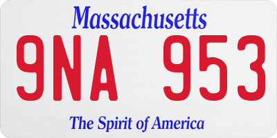 MA license plate 9NA953