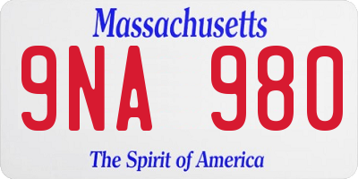 MA license plate 9NA980