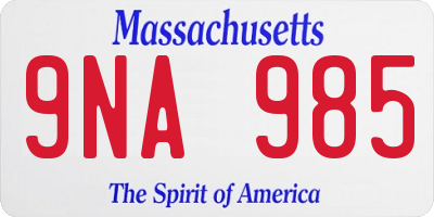 MA license plate 9NA985