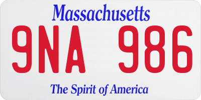 MA license plate 9NA986