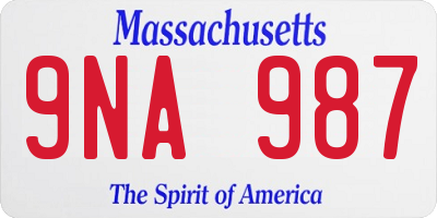 MA license plate 9NA987