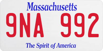 MA license plate 9NA992