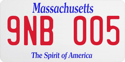 MA license plate 9NB005