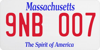 MA license plate 9NB007