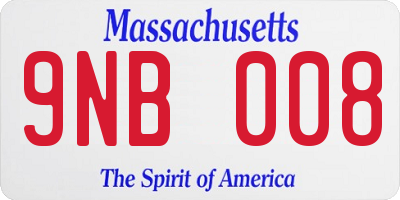 MA license plate 9NB008