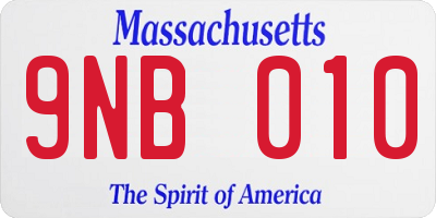 MA license plate 9NB010