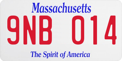 MA license plate 9NB014