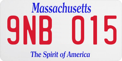 MA license plate 9NB015