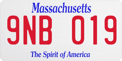 MA license plate 9NB019