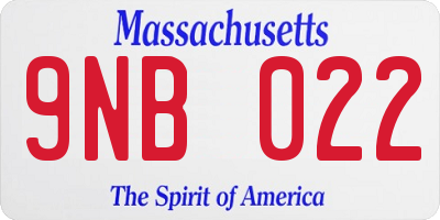 MA license plate 9NB022