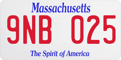 MA license plate 9NB025