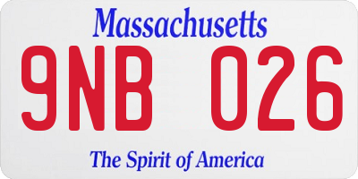 MA license plate 9NB026