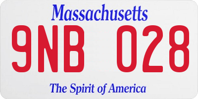 MA license plate 9NB028
