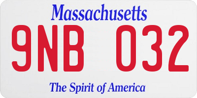MA license plate 9NB032