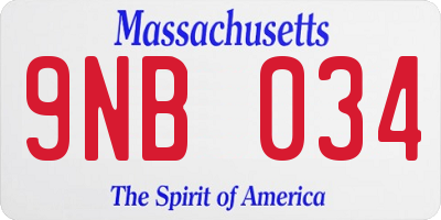 MA license plate 9NB034