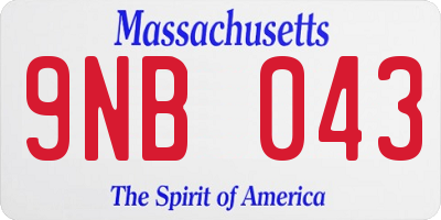 MA license plate 9NB043