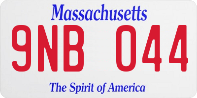 MA license plate 9NB044