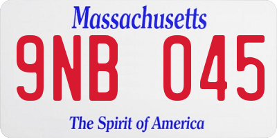 MA license plate 9NB045