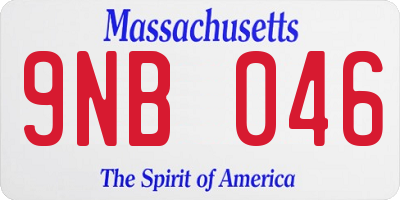 MA license plate 9NB046
