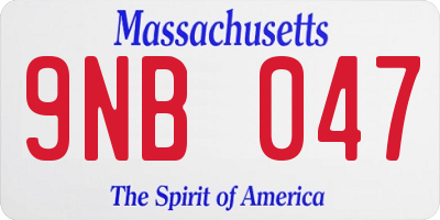 MA license plate 9NB047