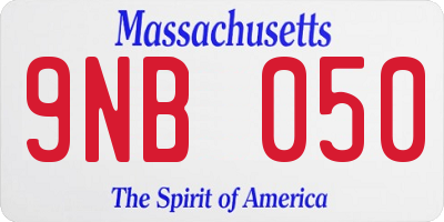 MA license plate 9NB050