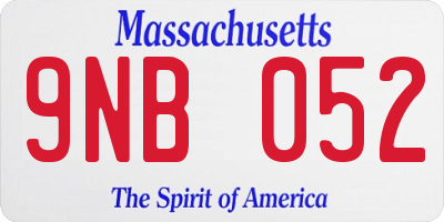 MA license plate 9NB052