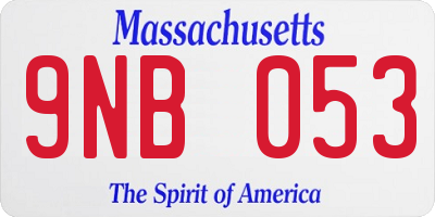 MA license plate 9NB053
