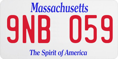 MA license plate 9NB059