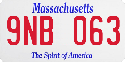 MA license plate 9NB063