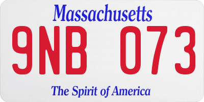 MA license plate 9NB073
