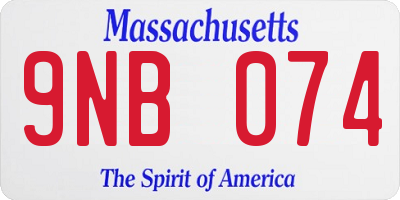 MA license plate 9NB074