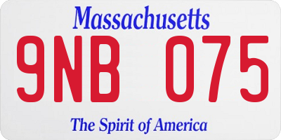 MA license plate 9NB075