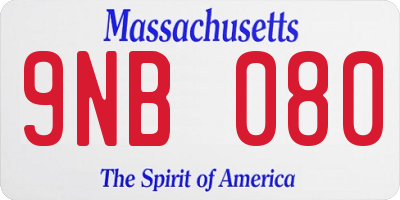 MA license plate 9NB080