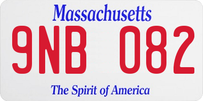 MA license plate 9NB082