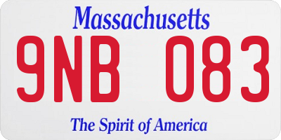 MA license plate 9NB083