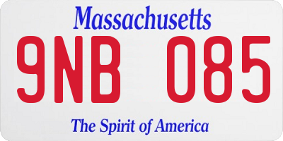 MA license plate 9NB085