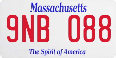 MA license plate 9NB088