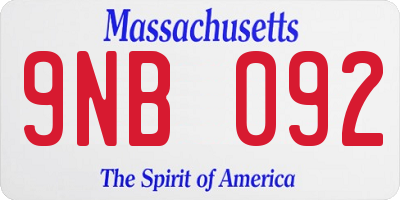 MA license plate 9NB092