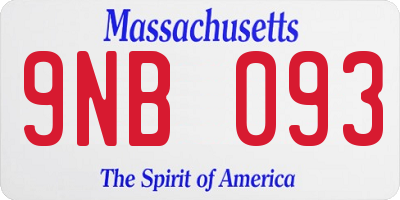 MA license plate 9NB093