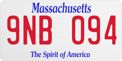MA license plate 9NB094